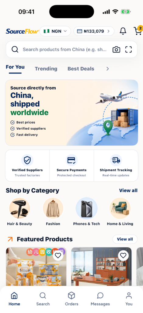 SourceFlow mobile sourcing app screen